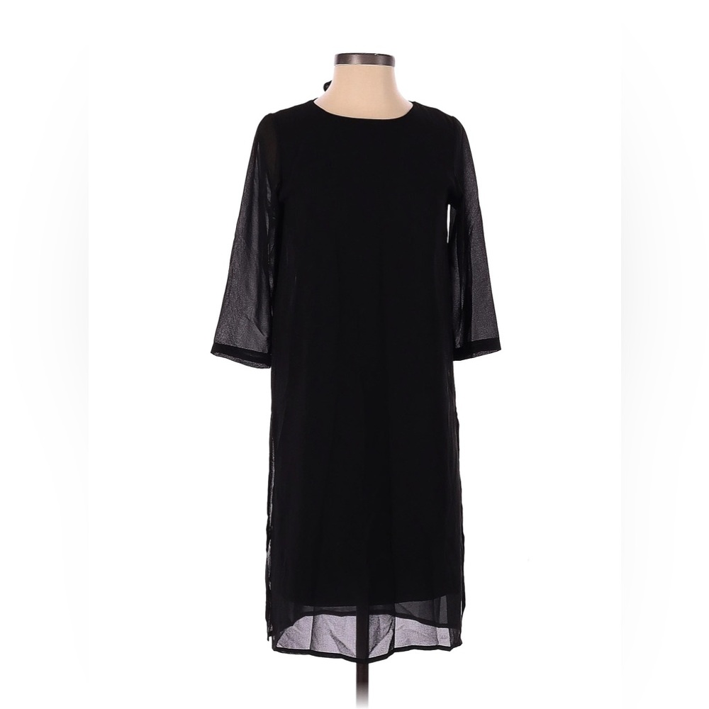 M Made In Italy Black Dress 3/4 sleeve hi low